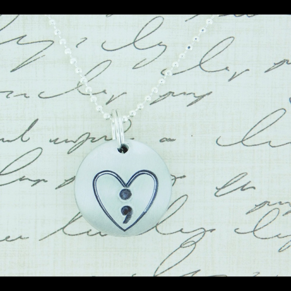 Semicolon Inspirational Locket Dome Pendant - Picture 2 of 5